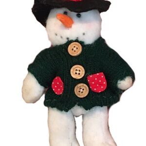 Festive Snowman Plush Toy with Green Sweater